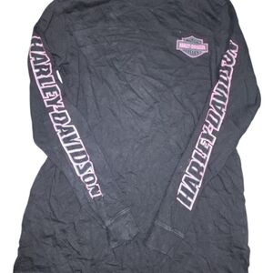 Harley Davidson Long Sleeve Tshirt Medium Black Pink Biker Motorcycle